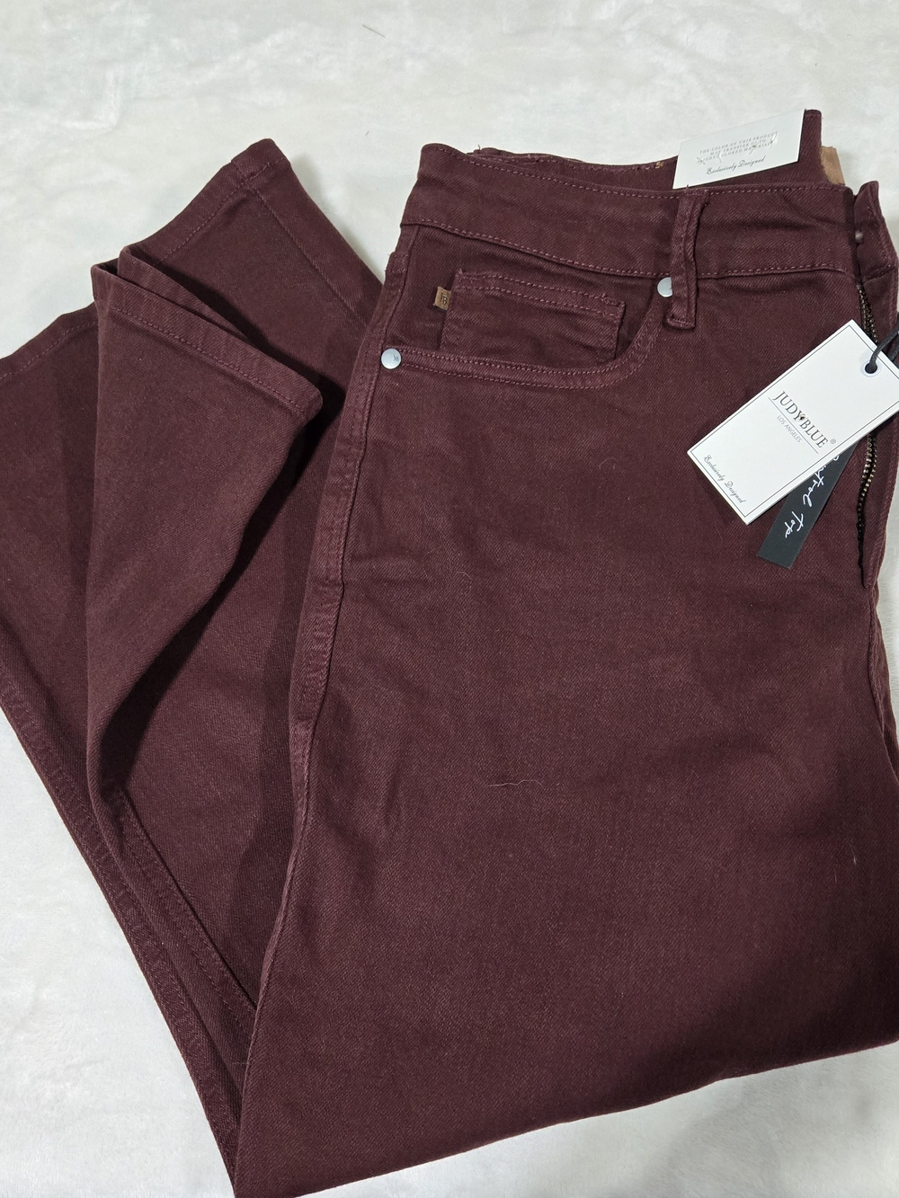 Judy Blue 16W Plus Women's Burgundy High Rise Tummy Control Capri Stretchy Jeans